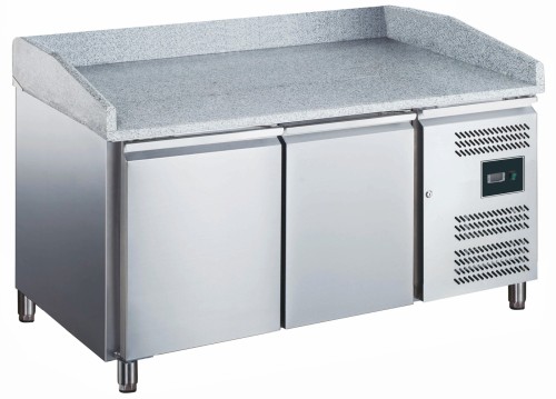 SARO Pizzatisch Modell EPZ 2600 TN - Material: (Gehäuse und Innenraum) Edelstahl; (Arbeitsplatte mit Aufkantung) Granit - 2 Türen -