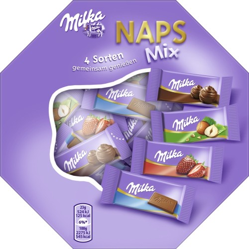 Milka Naps Mix, Naps aus Schokolade, 4 Sorten 138G