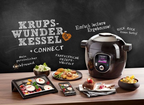 Krups Cook4Me+ Connect Multikocher, 1600 W, elektrischer Schnellkochtopf, kostenlose App mit Bluetooth Steuerung, schwarz