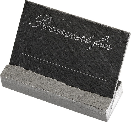 Tischtafel / Schild 12 x 4 cm, H: 7 cm Naturschiefer Farbe: Grau