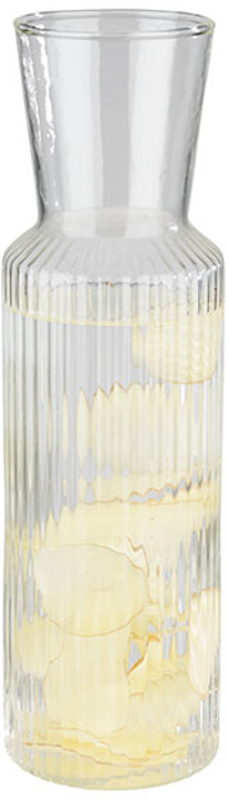 Glaskaraffe -LINES- Ø 8 cm, H: 27 cm, 0,9 Liter Glas, Deckel aus Kork spülmaschinengeeignet zerbrechlich Farbe: Transparent
