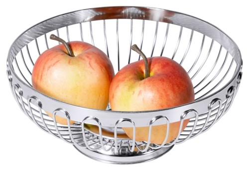Brot-/ Obstkorb, rund aus Edelstahl, hochglänzend, extra schwere Qualität Durchmesser: 17 cm, Höhe: 7,5 cm