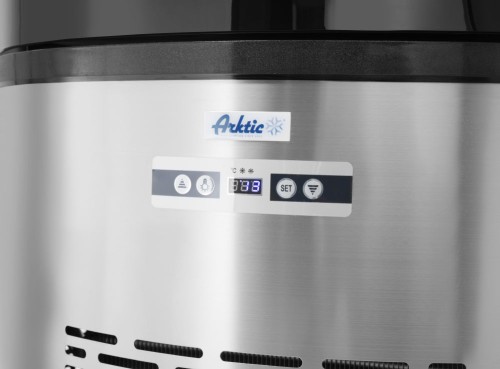 Kuchenvitrine rund 360L. Gehäuse aus Edelstahl mit gehärteter Doppelverglasung. Zugang durch die selbstschließende Türe.