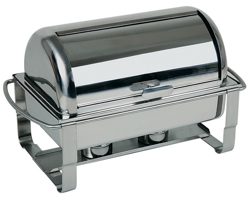 Rolltop-Chafing Dish -CATERER- 67 x 35 cm, H: 45 cm, 9 Liter Edelstahl 1 massives Gestell 1 Wasserbecken inklusive