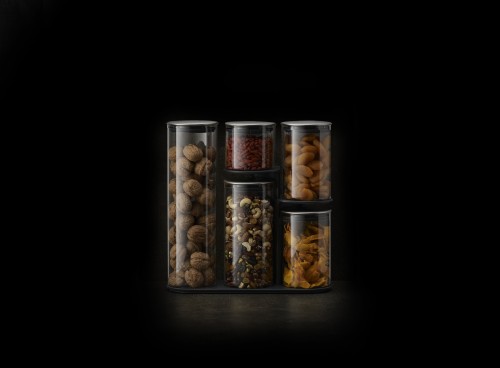 Joseph Joseph Podium Steel - 5-teiliges Aufbewahrungsgestell für Vorratsdosen, Glas