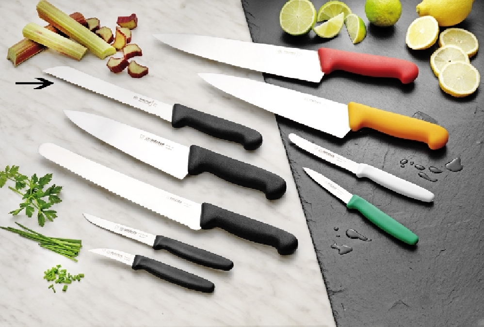 Giesser Brotmesser EXPERT aus Edelstahl, 33,8 cm, mit Wellenschliff, Griff in schwarz