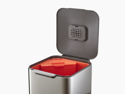Joseph Joseph IntelligentWaste Totem Compact 40 - Abfallbehälter mit separater Recycling-Einheit, 40 Liter - Edelstahl