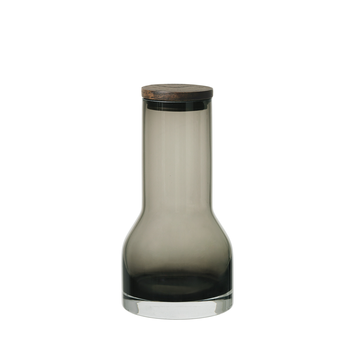 Wasserkaraffe -LUNGO- Smoke 650 ml, Ø 10. Material: Glas farbig, Eiche, Silikon. Von Blomus.