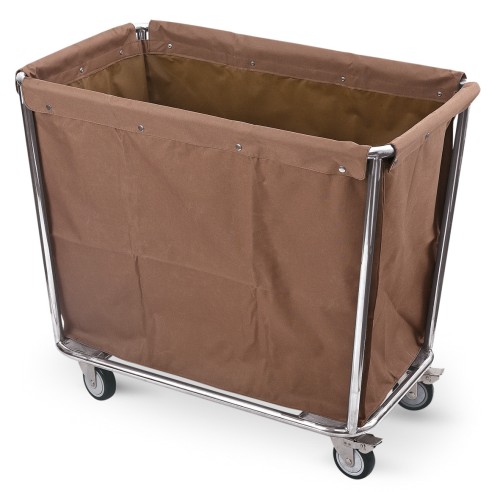 Wäschewagen. Chromnickelstahl. 4 schwenkbare Rollen Ø 10 cm, davon 2 mit Feststeller,