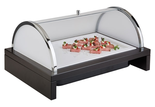 Kühlbox -BRIDGE- 63,5 x 42,5 cm, H: 31 cm Set bestehend aus: 1 Gestell: Buche, Wenge 1 Behälter: Kunststoff 1 GN 1/1 Tablett,