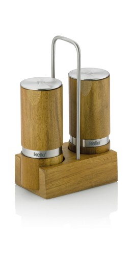 KELA Menage Salz-/pfeffermühle Kauri Akazienholz braun 3tlg 13,0x7,0x19,0cm