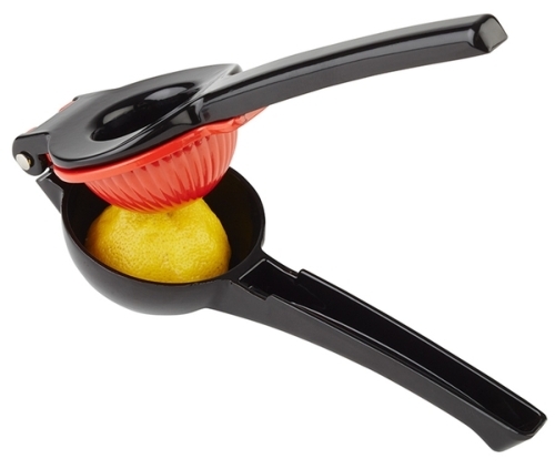 Limetten- und Zitronenpresse 21 x 7 cm, H: 5 cm Aluminium-Druckguss schwarz, rot spülmaschinengeeignet Farbe: Schwarz Farbe: