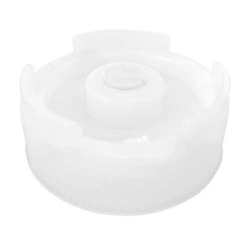 Quetschflasche. Polyethylen. First-In First-Out System, mit drei verschiedenen Aufsätzen.