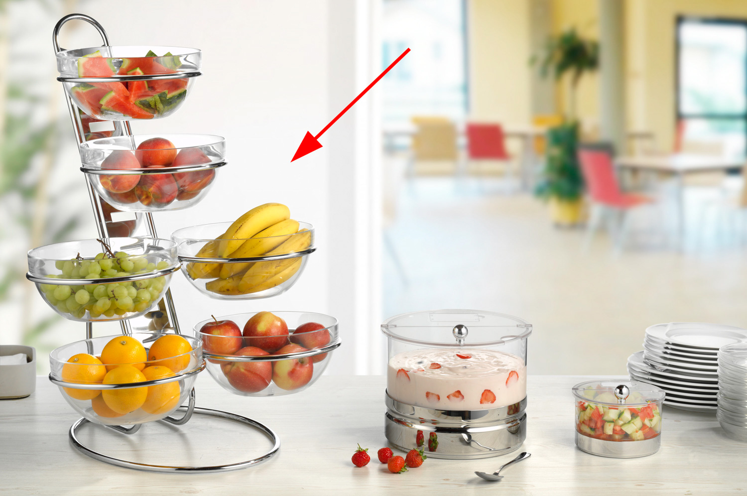 4-stufige Buffet-Leiter NEW YORK inkl. Glasschale, Maß: ca. 39 cm x 31 cm x 66 cm.