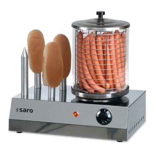 SARO Hot-Dog-Maker Modell CS-400 Made in Europe - Material: (Gehäuse) Edelstahl, (Zylinder) Glas - Regulierbares Thermostat mit