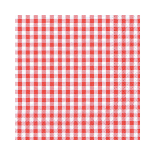 20 Servietten, 3-lagig 1/4-Falz 25 cm x 25 cm rot "Vichy Karo" von PAPSTAR