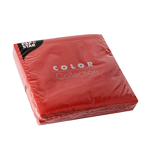 PAPSTAR 20 Servietten, 3-lagig 1/4-Falz 33 cm x 33 cm rot