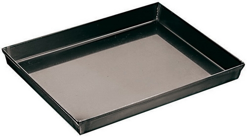 Pizzablech 60 x 40 cm, H: 2,5 cm Blaublech, Rand umgelegt nicht spülmaschinengeeignet Materialstärke 0,7 mm hitzebeständig