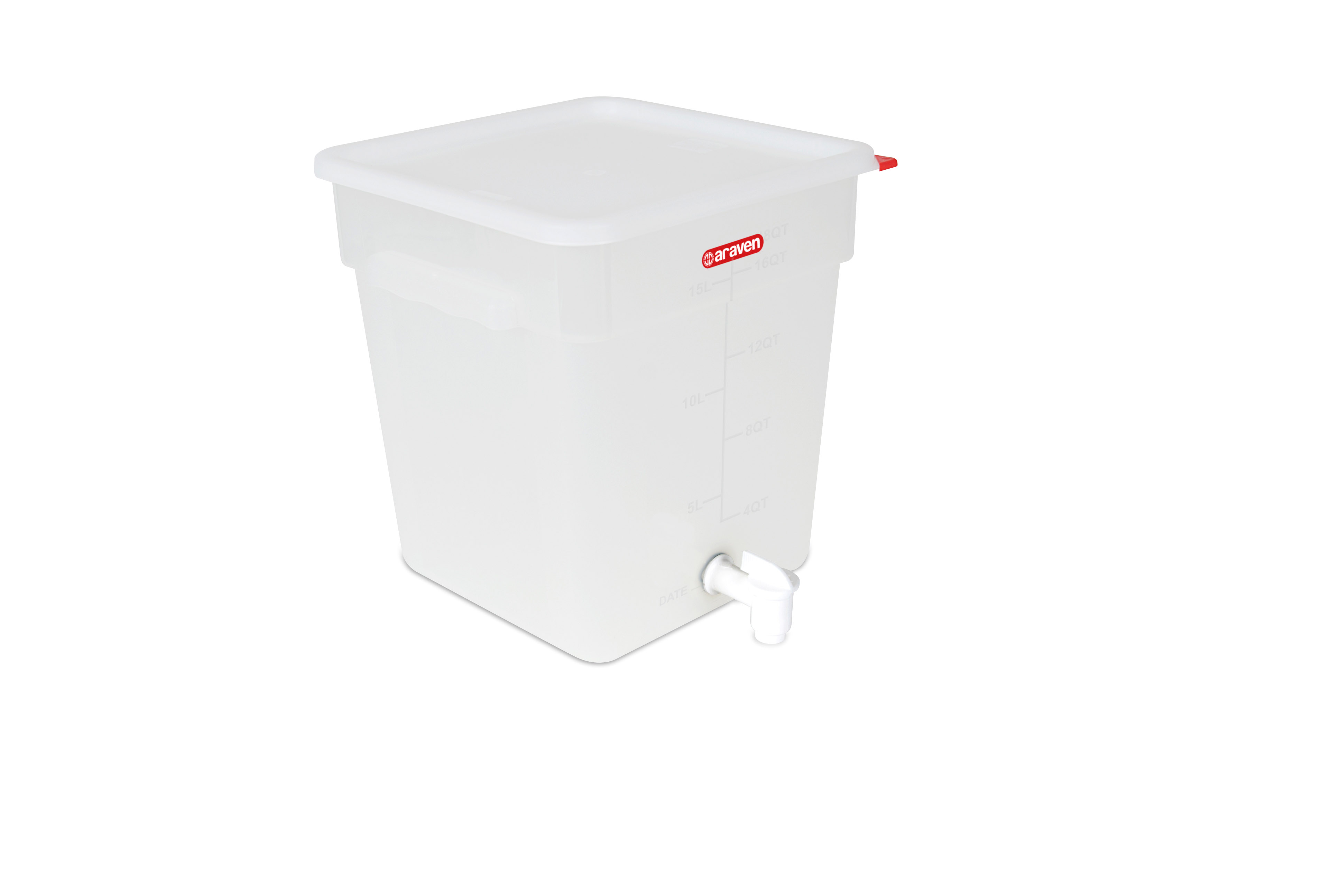 ARAVEN Spender mit 18 Liter Füllvermögen und Hahn, durchsichtig