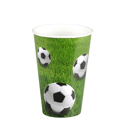 10 Trinkbecher, Pappe 0,2 l Ø 7 cm · 9,7 cm "Football" von PAPSTAR
