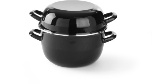 HENDI Muscheltopf Emailliert - mit Deckel - 2,4 max. Inhalt in Kg. (ca.) - 5,0 Liter Ø240 mm