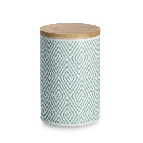 Vorratsdose m. Bambusdeckel, 1000 ml, Metall, mint / Maße: Ø 10,5x16,2 cm