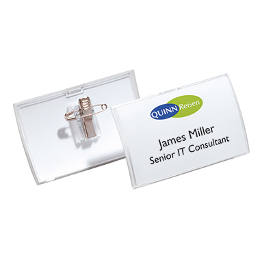 DURABLE Namensschild Click Fold 90 x 54 mm (B x H) Kombiklemme transparent