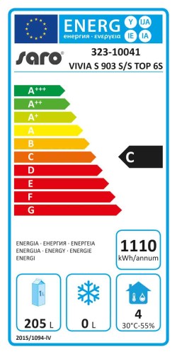 SARO Kühltisch mit 6 Schubladen, Modell VIVIA S 903 S/S TOP 6x 1/2 GN - Material: (Gehäuse und Innenraum) Edelstahl; (Arbeitsfläche)
