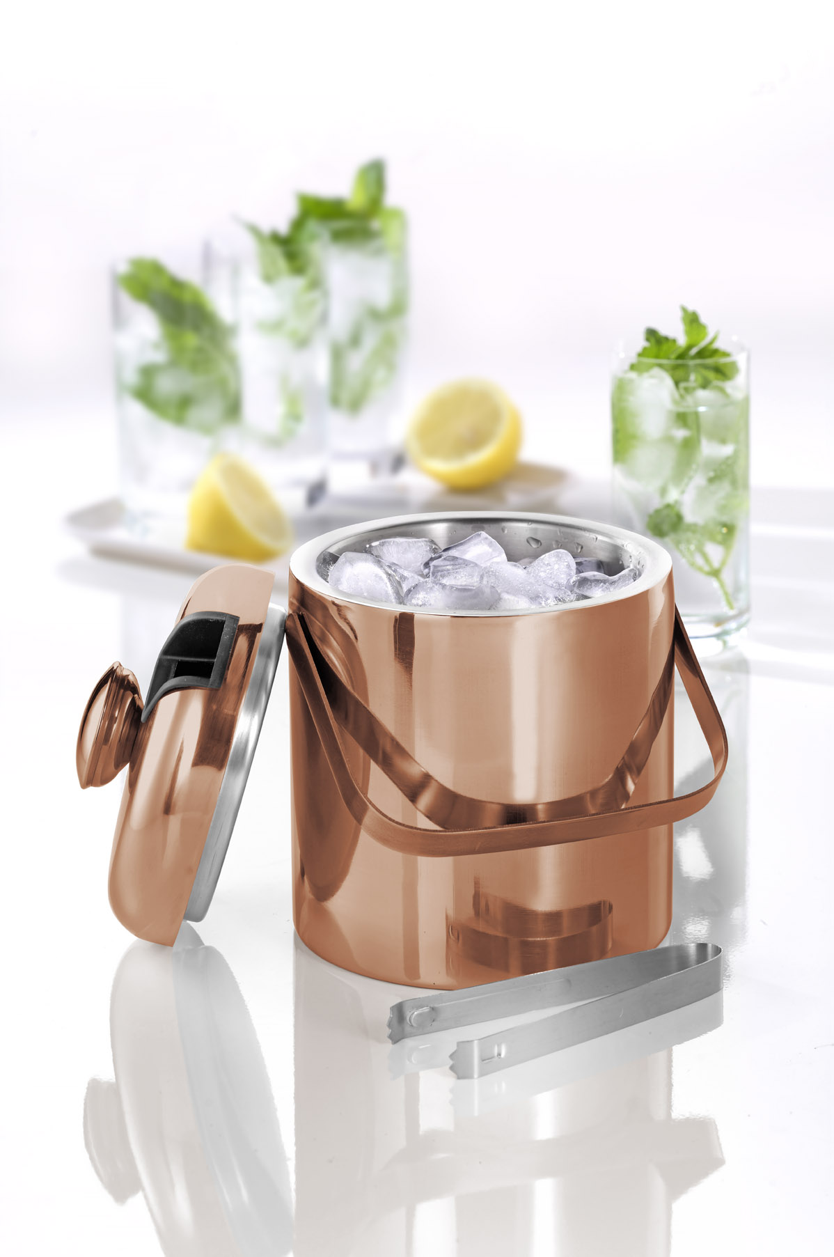 Eiskühler / Eiseimer LINCOLN, Edelstahl, 1,3 L, mit kupferfarbener Lackierung.