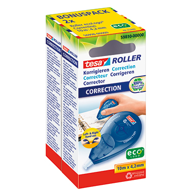 tesa® Korrekturroller ecoLogo® left & right 4,2 mm x 10 m (B x L) seitliche Anwendung 2 St./Pack., Maße: 4,2 mm x 10 m