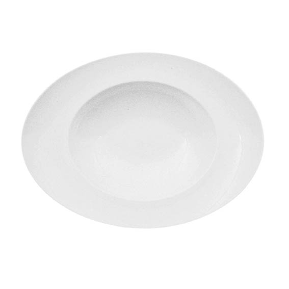 Teller tief oval 20 cm - Form: Universo - weiss -, aus Porzellan. Hersteller: Eschenbach. "Made in, Germany".