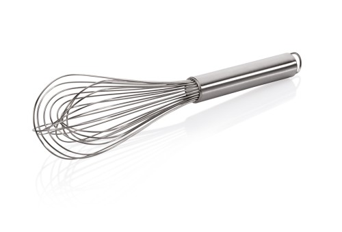 Schneebesen. Chromnickelstahl. 12 dünne Drähte, mit Aufhängeöse.