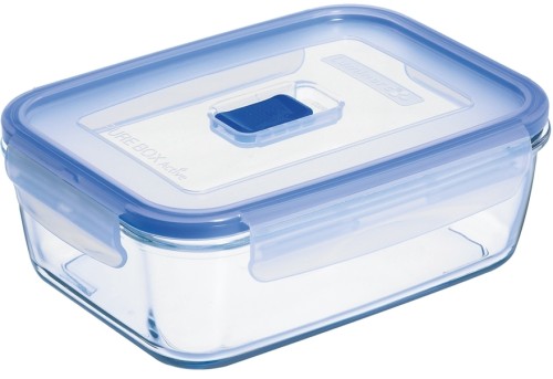 Pure Box Active rechteckig 122cl m. Dkl. * - Luminarc Transparent (gehärtet) / - blauer PP Deckel m.Ventil