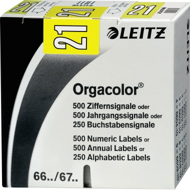 Leitz Jahrgangssignal Orgacolor® Orgacolor® Jahrgangsregistraturen 21 Papier, folienkaschiert gelb 500 St./Pack.