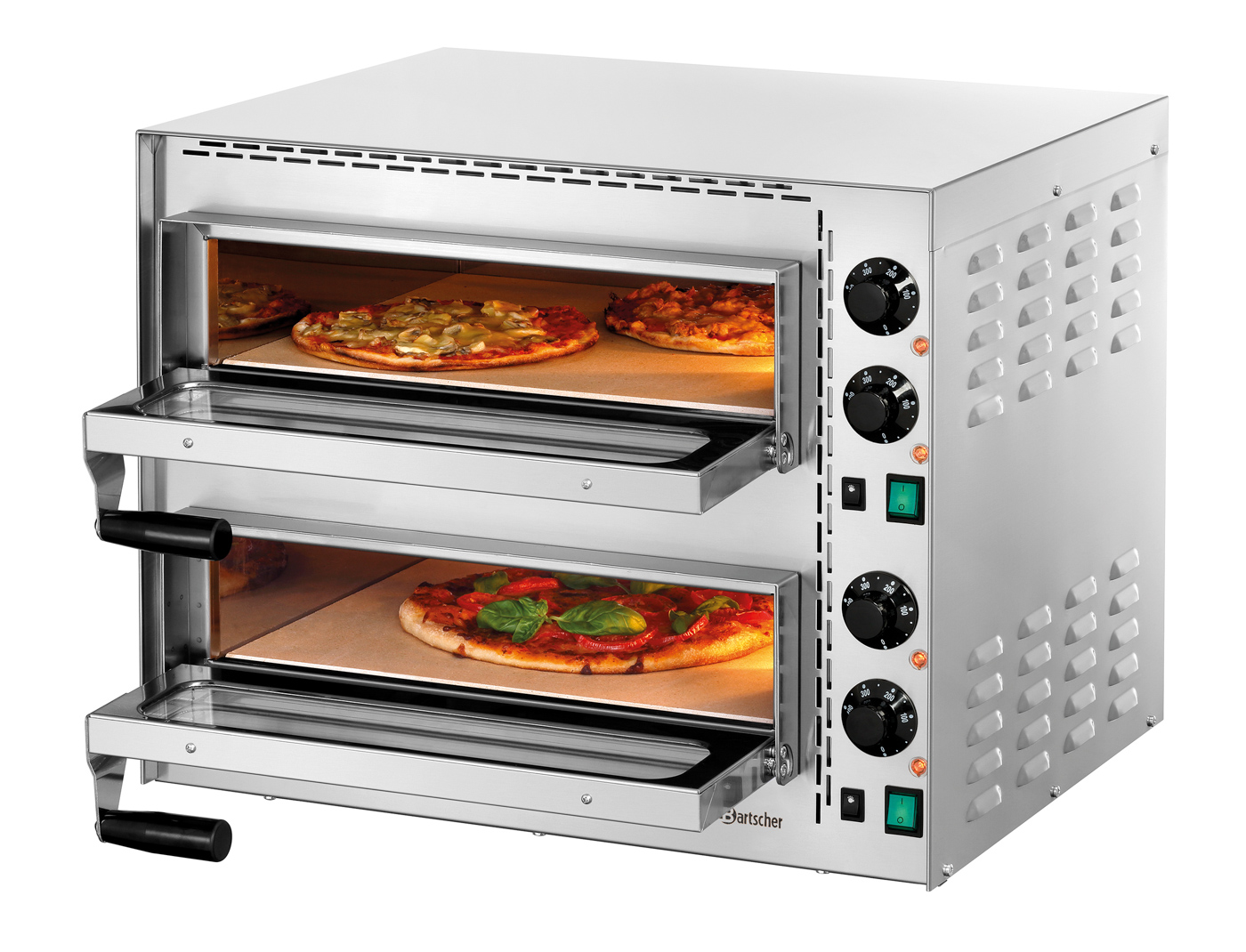 Bartscher Pizzabackofen "Mini Plus 2" | Spannung:230 V | Maße: 57 x 55 x 47,5 cm. Gewicht: 41,8 kg