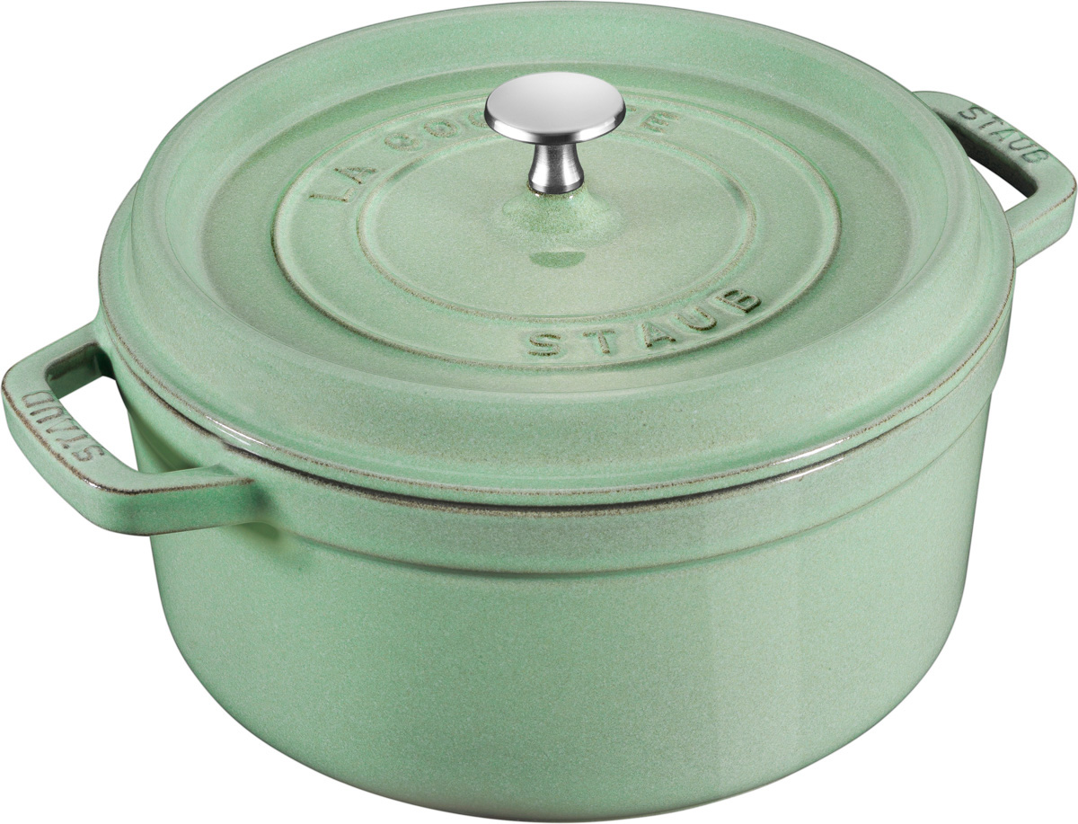 Cocotte, 20 cm, Salbeigrün, rund, Gusseisen, Serie: La Cocotte. Marke: Staub