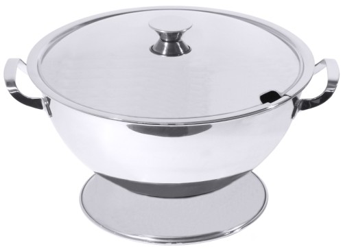 Suppenterrine aus Edelstahl, hochglänzend, mittelschwere Qualität Volumen: 1,5 l, Durchmesser innen: 19 cm, Höhe: 11,5 cm