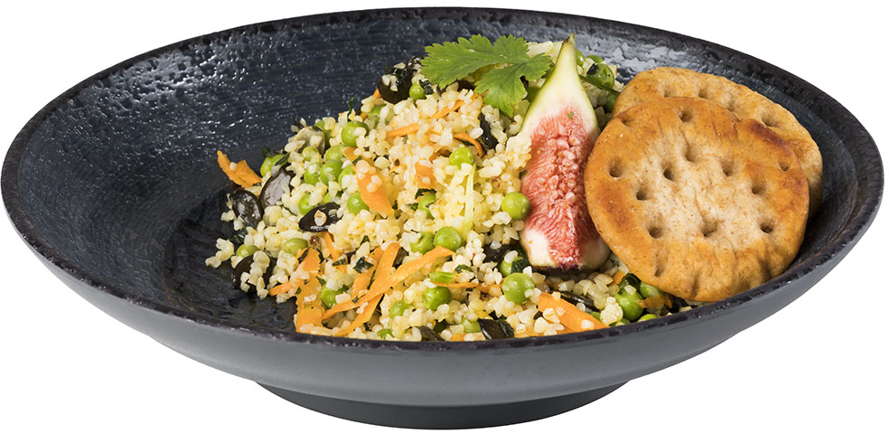 Schale -DARK WAVE- Ø 22,5 cm, H: 5 cm, 0,75 Liter Melamin innen: Dekor außen: schwarz spülmaschinengeeignet stapelbar nicht