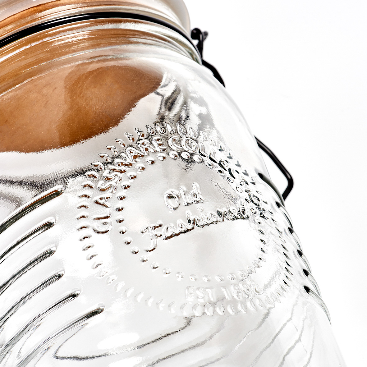 Vorratsglas, Glas; Metall; Holz, Ø10,8x22 cm. Farbe: transparent. Fassungsvermögen: 1450 ml. Die trockene Lagerung von Lebensmitteln ist nicht