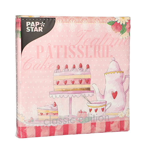 20 Servietten, 3-lagig 1/4-Falz 33 cm x 33 cm "Patisserie" von PAPSTAR