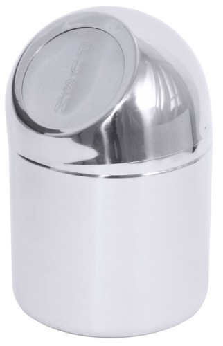 Tischabfallbehälter aus Edelstahl 18/10, hochglänzend, Klappe mit Feder, Deckel mit