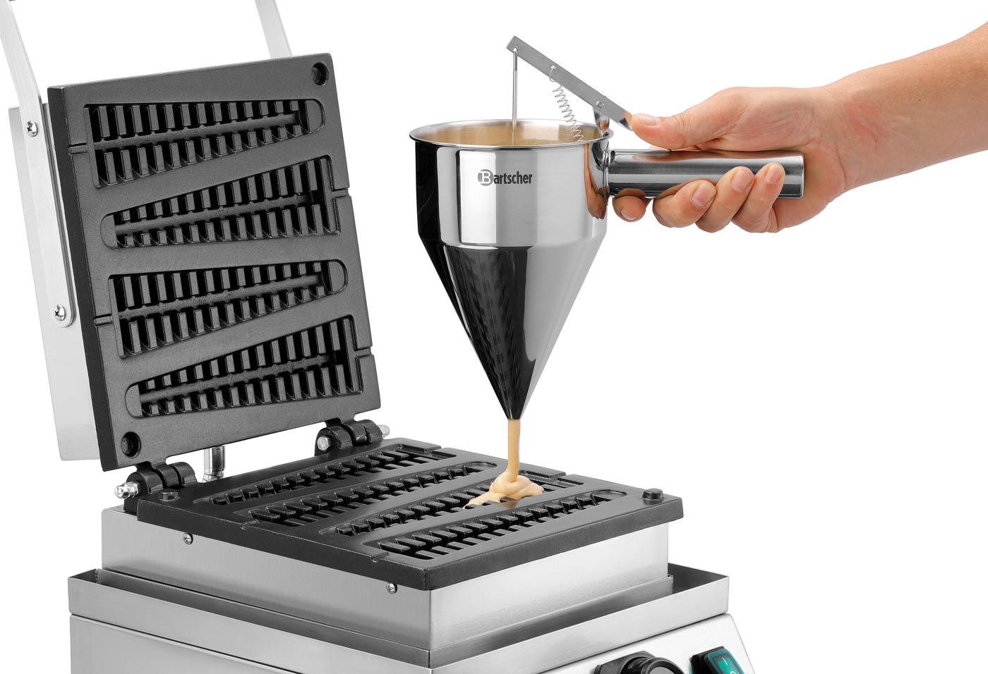 Bartscher Waffeleisen MDI Lolly 400 |Eigenschaften: 1 Backeinheit mit 4 Lolly-Waffeln,dreieckig | Maße: 30 x 45 x 25,0