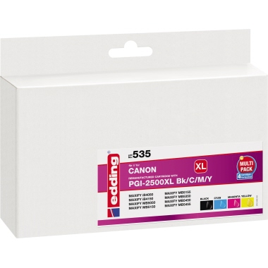 edding Tintenpatrone Canon PGI-2500XL BK/C/M/Y EDD-535 kein Originalzubehör schwarz, mehrfarbig 4 St./Pack.