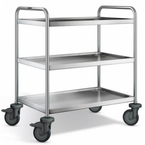 BLANCO Servierwagen a. rostfreiem Edelstahl mit luftidentischen Rollen, 4 Lenkrollen Ø 125 mm, davon 2 mit Feststeller, Maße der Borde: 3 Borde