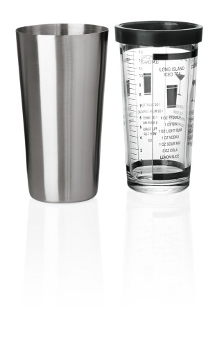 Boston Shaker. Chromnickelstahl. inkl. Mixing-Glas mit Gummiring, 5 Cocktailrezepte und