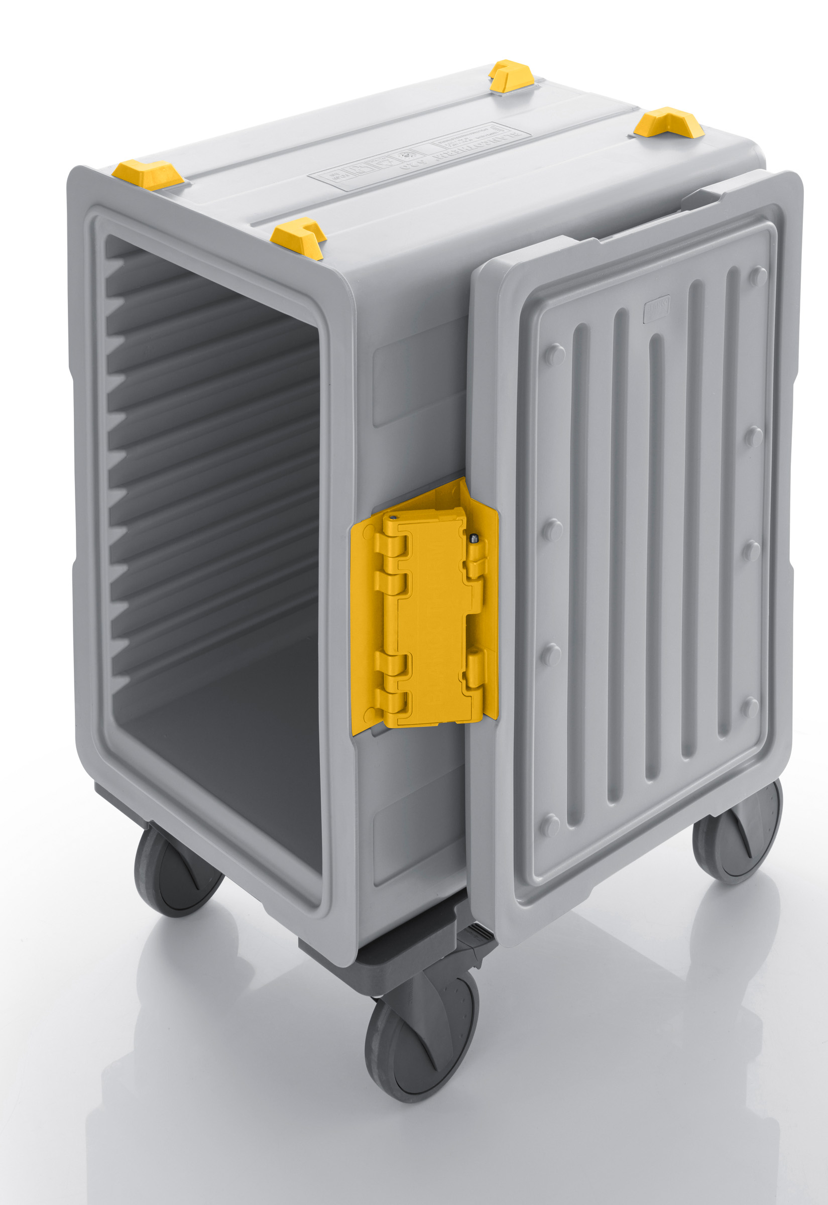 BLANCOTHERM 620 KUF-F, Speisentransportbehälter, aus Kunststoff, fahrbar, mit Rollen gemäß DIN 18867-8 aus Kunststoff, 4 Lenkrollen, davon 2 mit